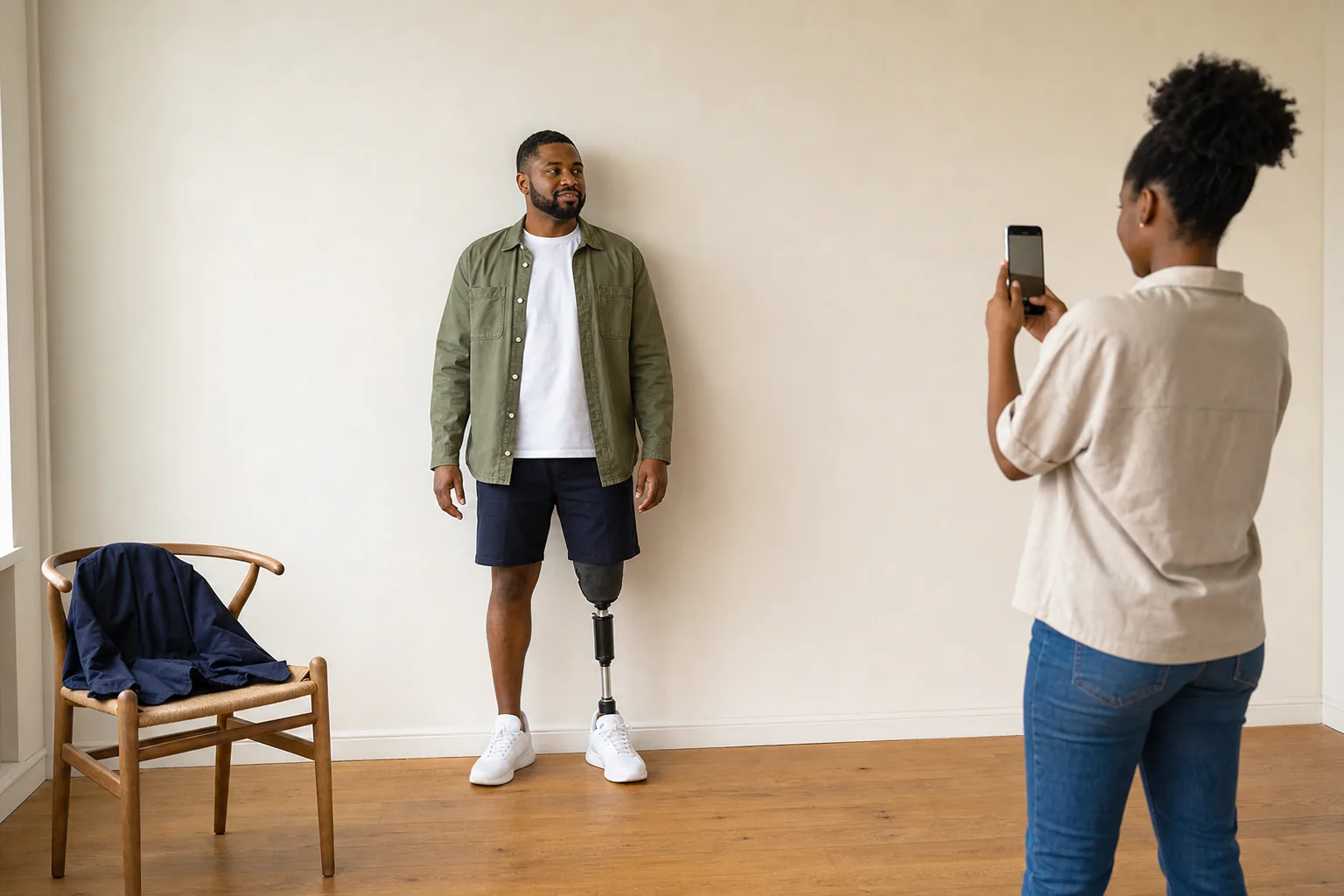 Person taking a clear full-length outfit photo for AI analysis